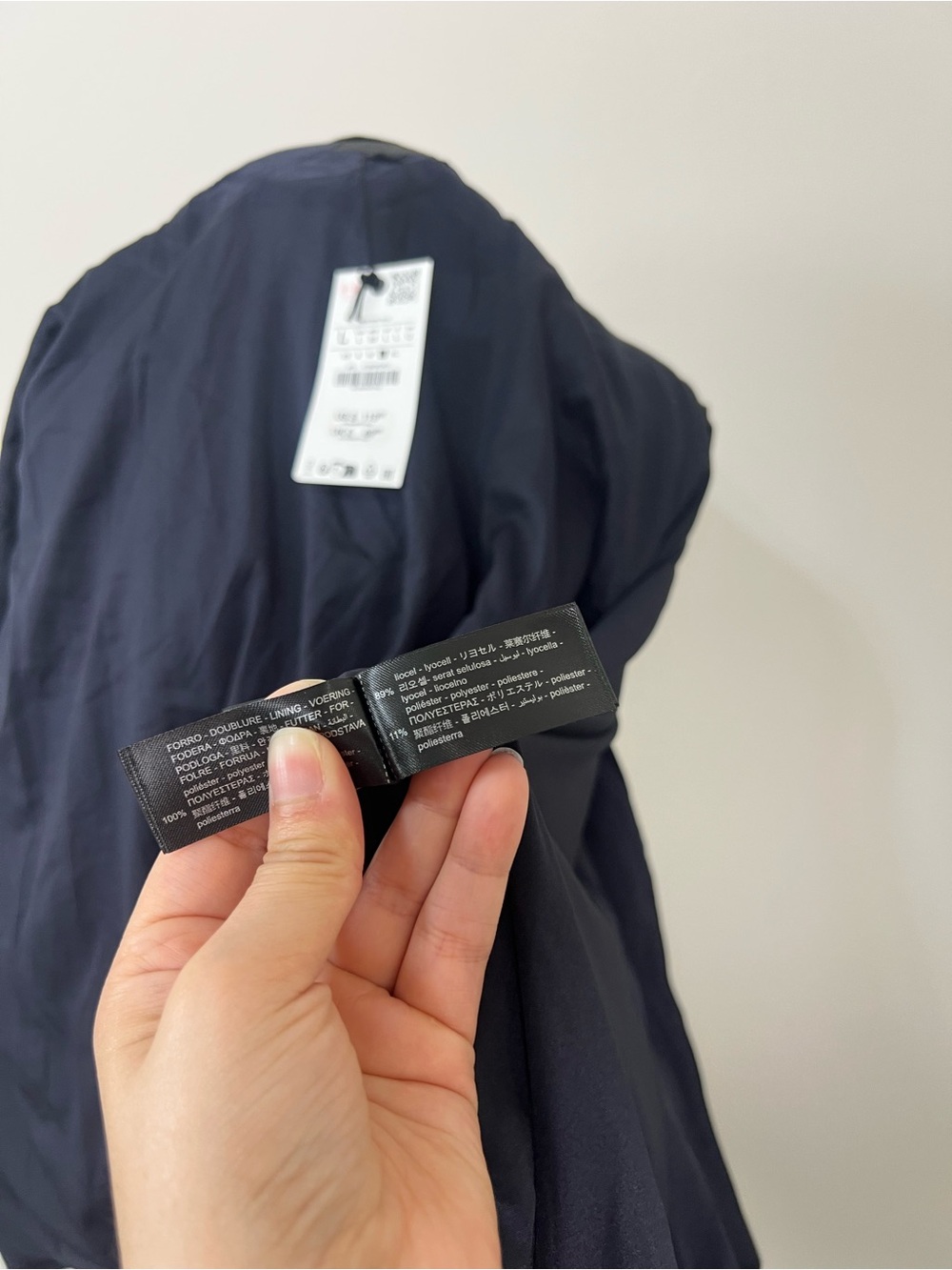 Zara ZW Collection Short Flowy Trench Coat Navy Blue Large NWT Belted Jacket - Picture 14 of 14